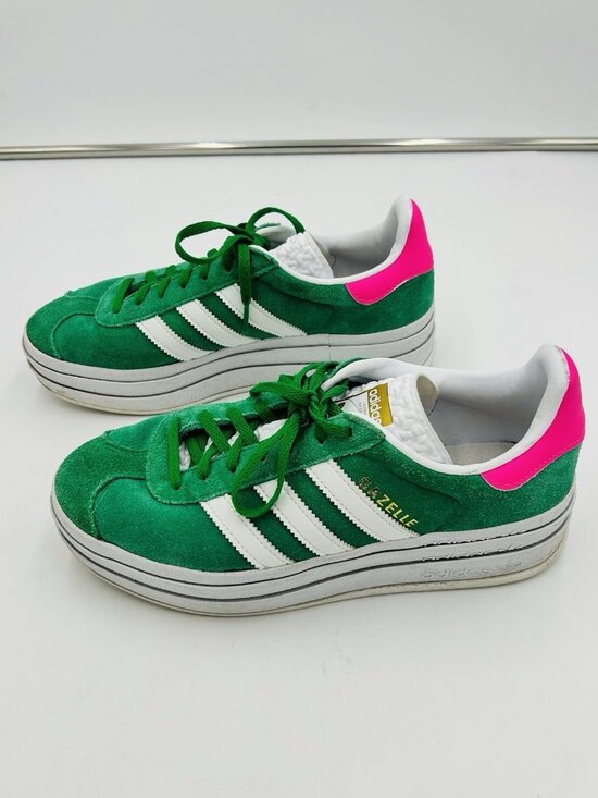adidas Gazelle Bold Green / Lucid Pink Suede Platform Sneakers Womens Size 8 US - Picture 5 of 9